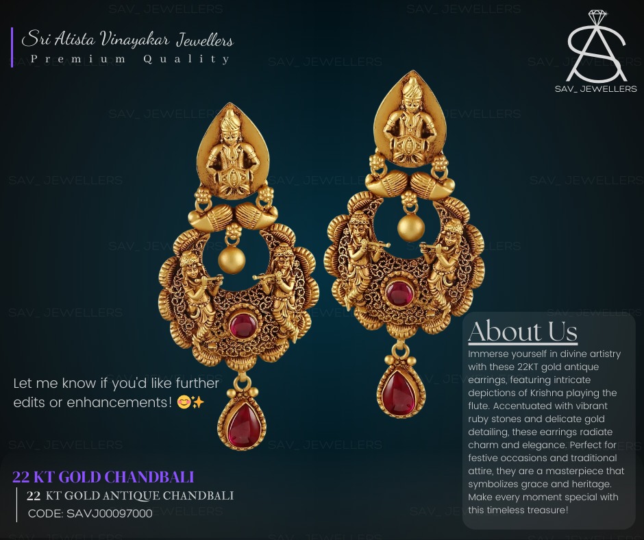 22 KT GOLD ANTIQUE CHANDBALI